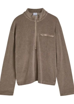 Logo-embroidered terry half-zip sweatshirt