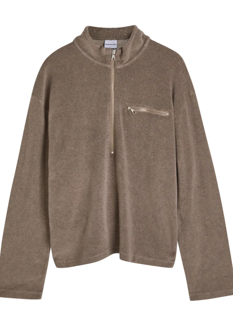 Logo-embroidered terry half-zip sweatshirt