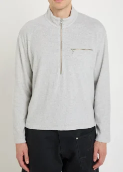 Logo-embroidered terry half-zip sweatshirt