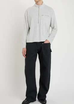 Logo-embroidered terry half-zip sweatshirt