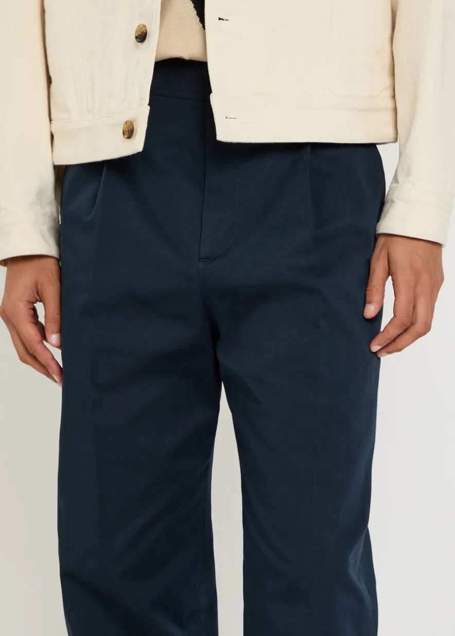 Logo-embroidered twill chino trousers