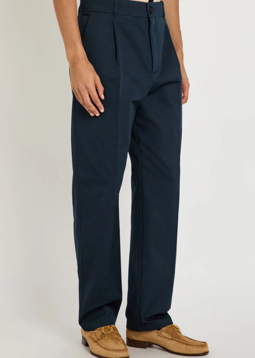 Logo-embroidered twill chino trousers