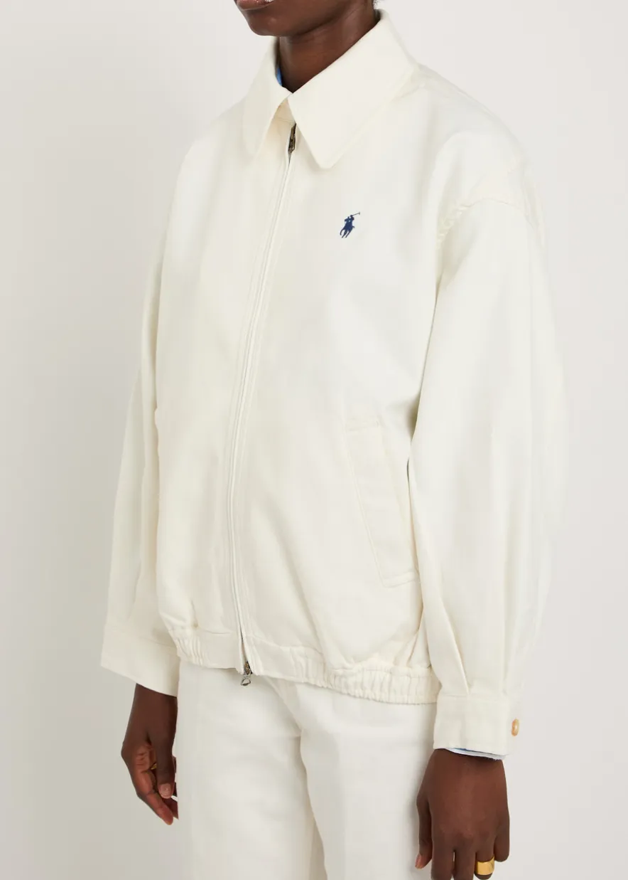 Logo-embroidered twill jacket