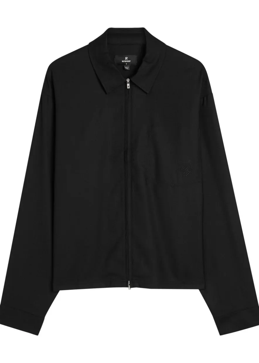 Logo-embroidered twill overshirt