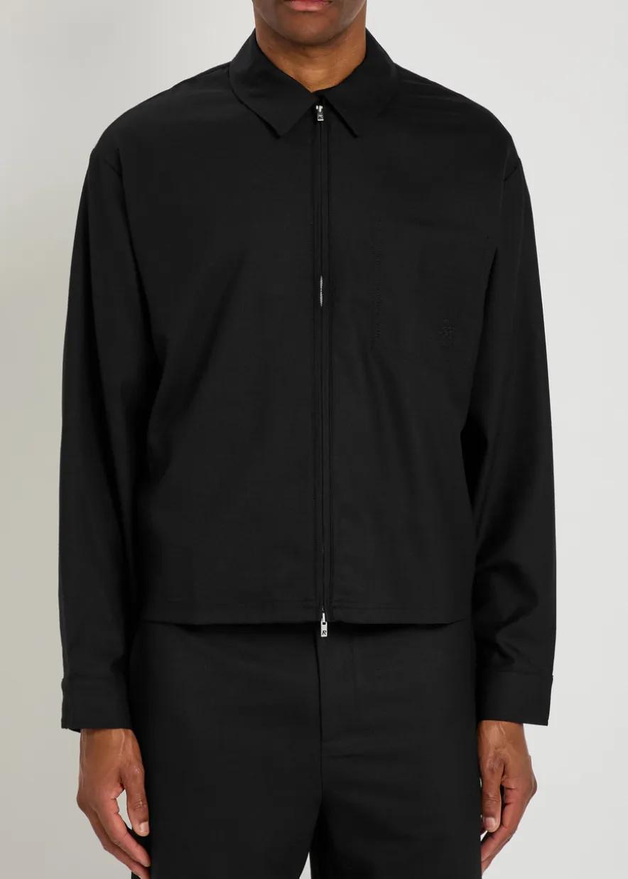 Logo-embroidered twill overshirt