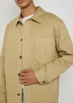 Logo-embroidered twill overshirt