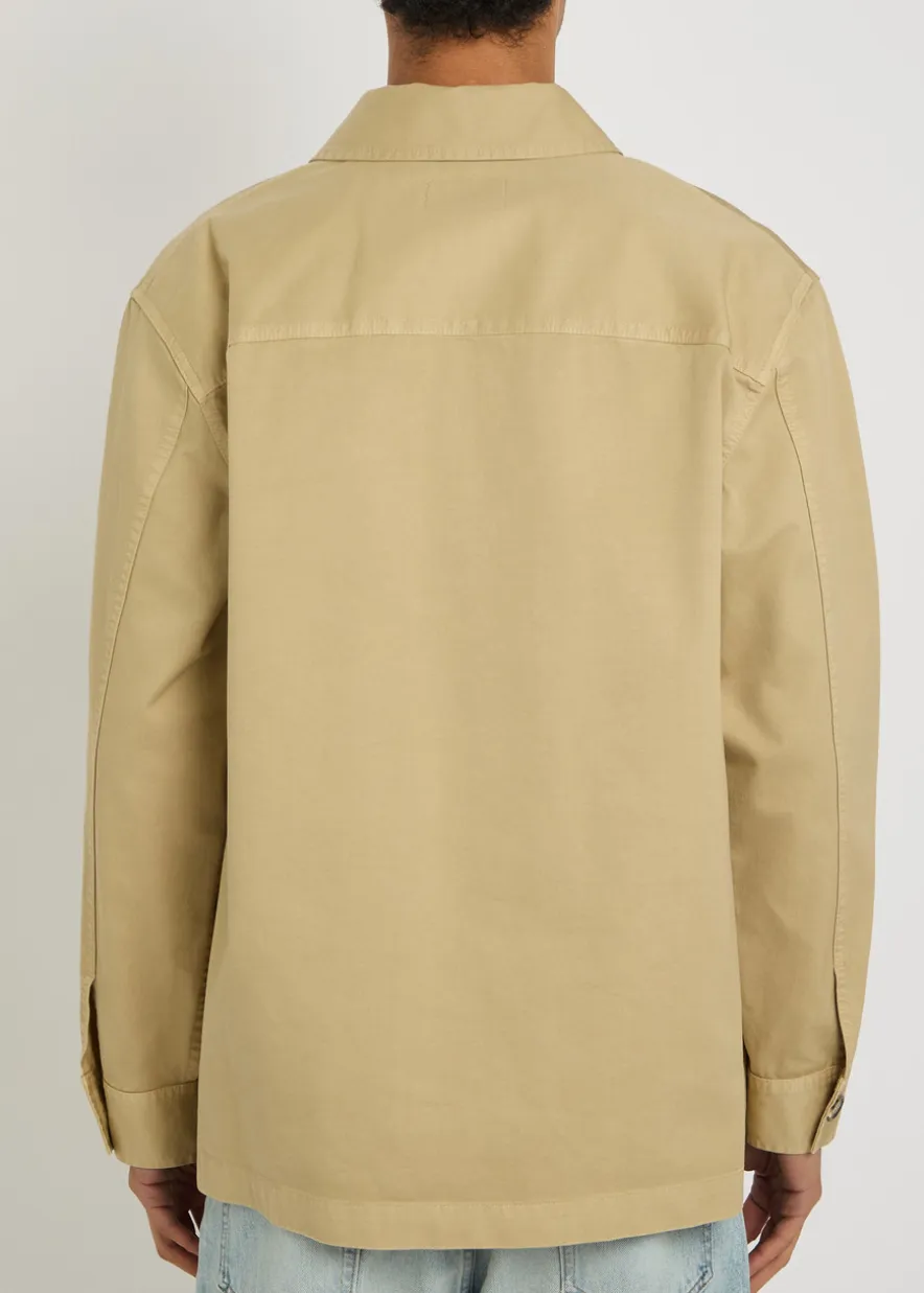 Logo-embroidered twill overshirt