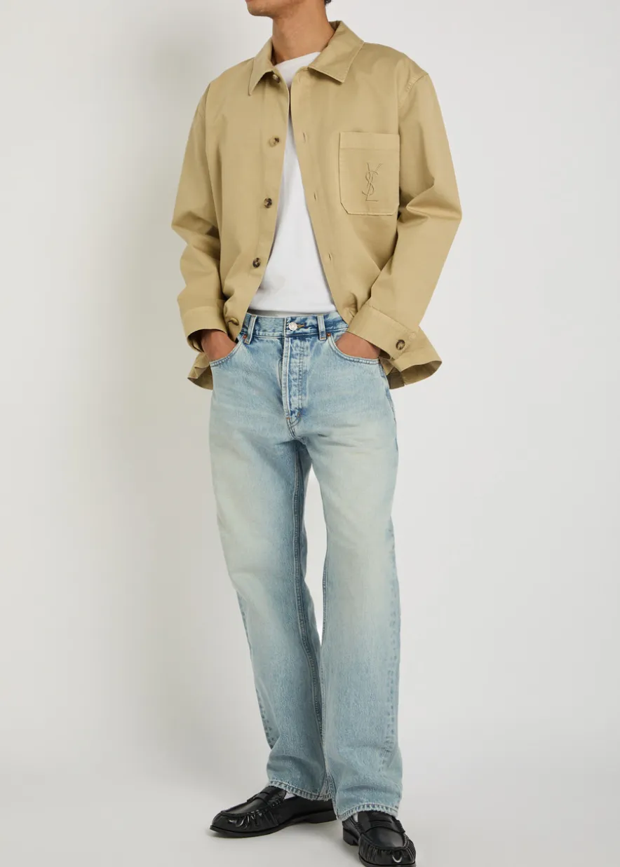Logo-embroidered twill overshirt