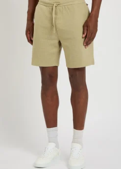 Logo-embroidered waffle cotton-blend shorts