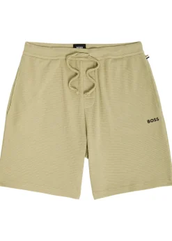 Logo-embroidered waffle cotton-blend shorts