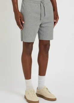 Logo-embroidered waffle cotton-blend shorts