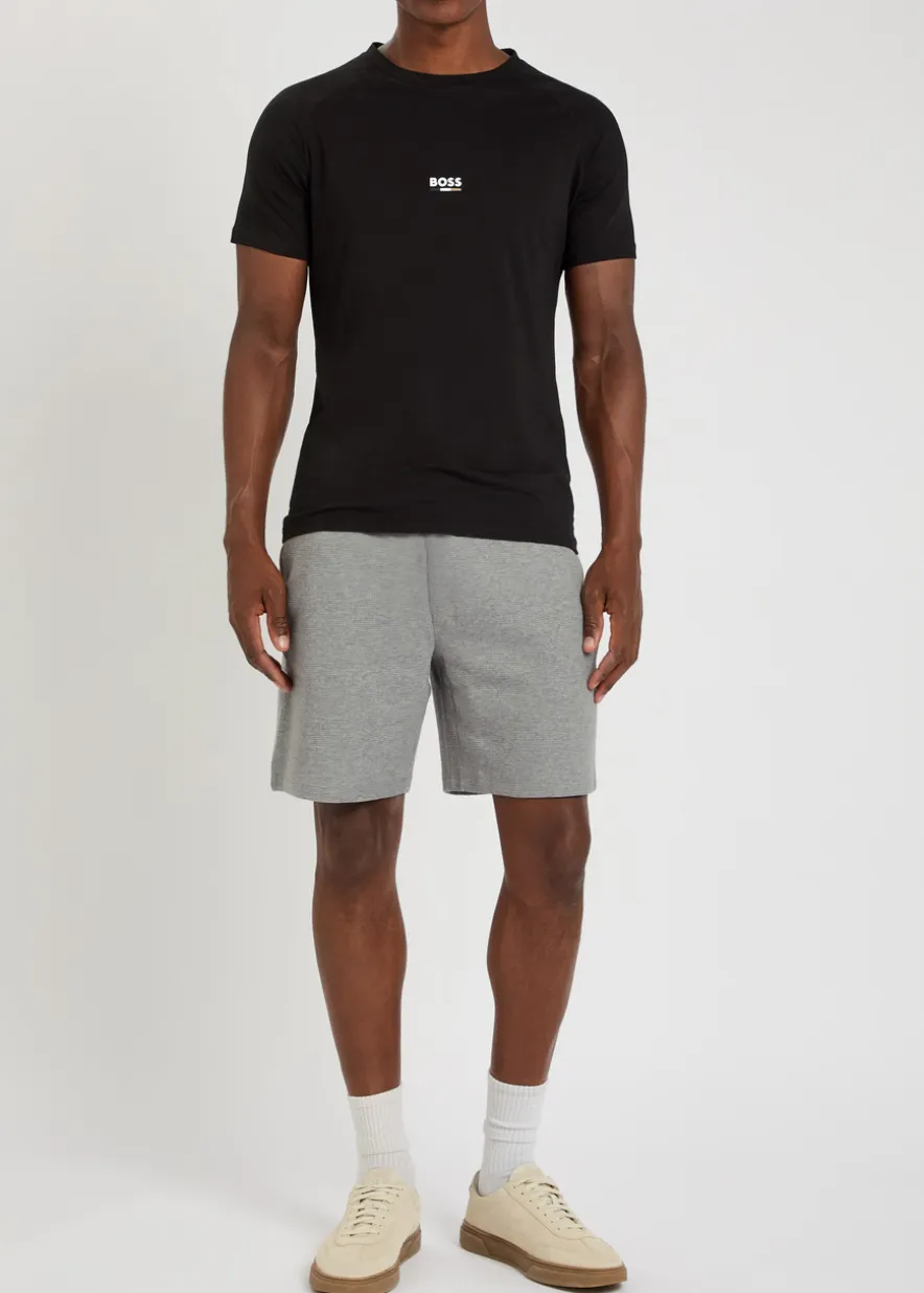 Logo-embroidered waffle cotton-blend shorts