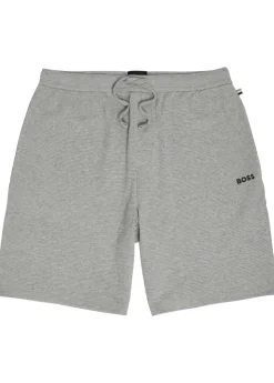 Logo-embroidered waffle cotton-blend shorts