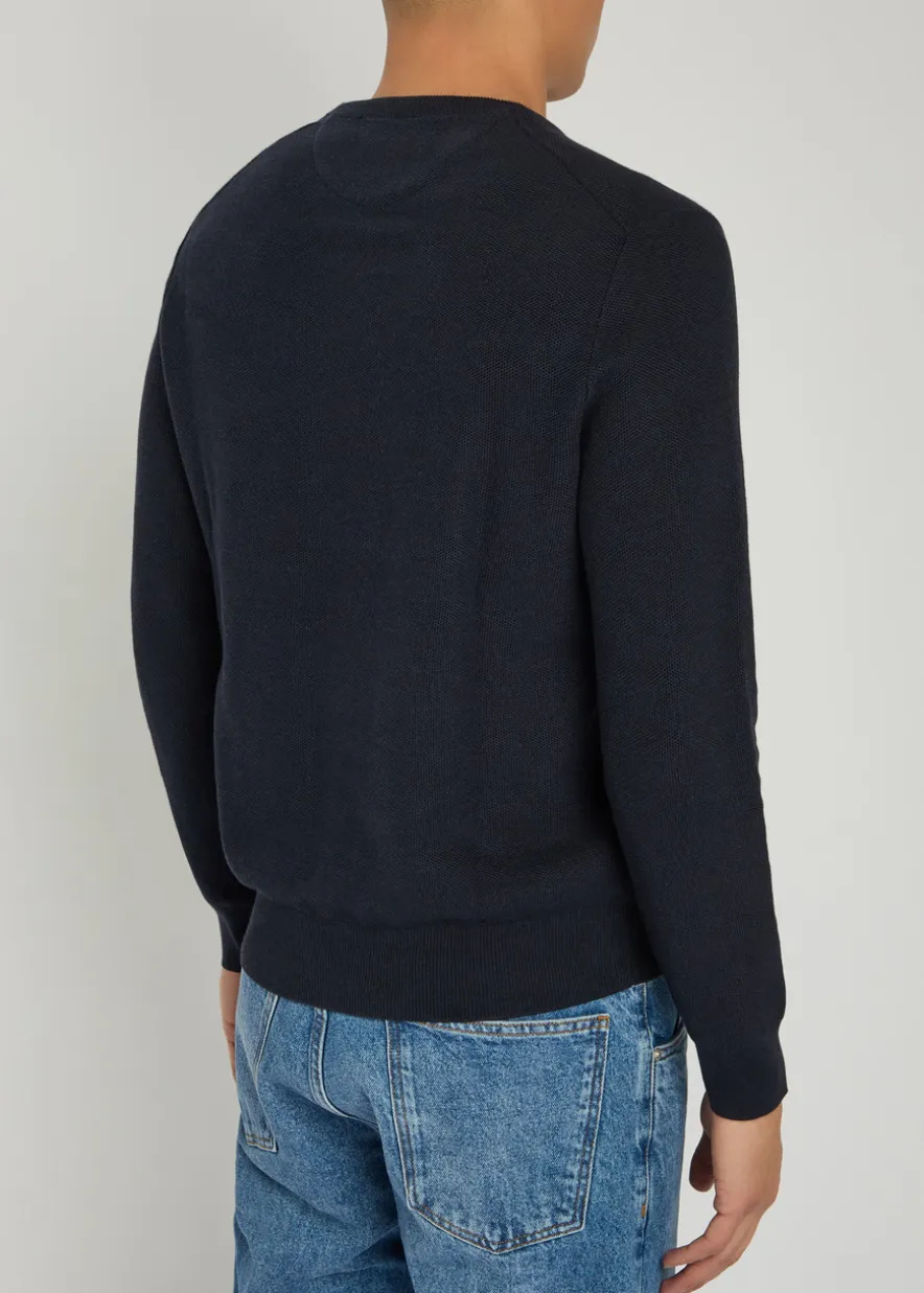 Logo-embroidered waffle-knit jumper