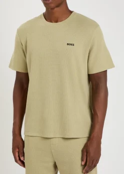 Logo-embroidered waffle T-shirt
