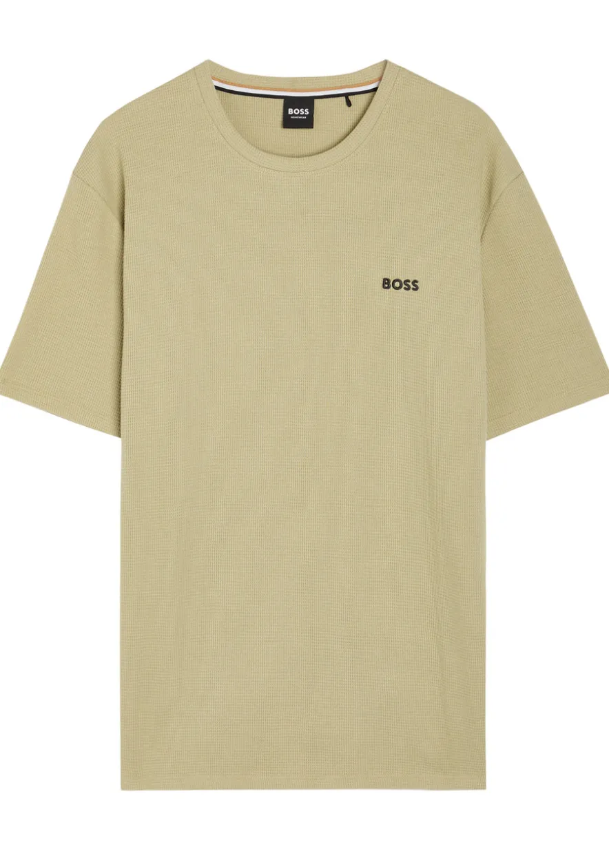 Logo-embroidered waffle T-shirt