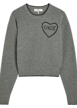 Logo Embroidered wool and cashmere-blend jumper
