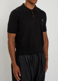 Logo-embroidered wool and cashmere-blend polo shirt