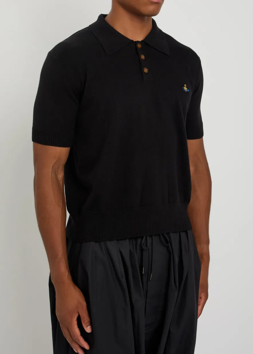 Logo-embroidered wool and cashmere-blend polo shirt