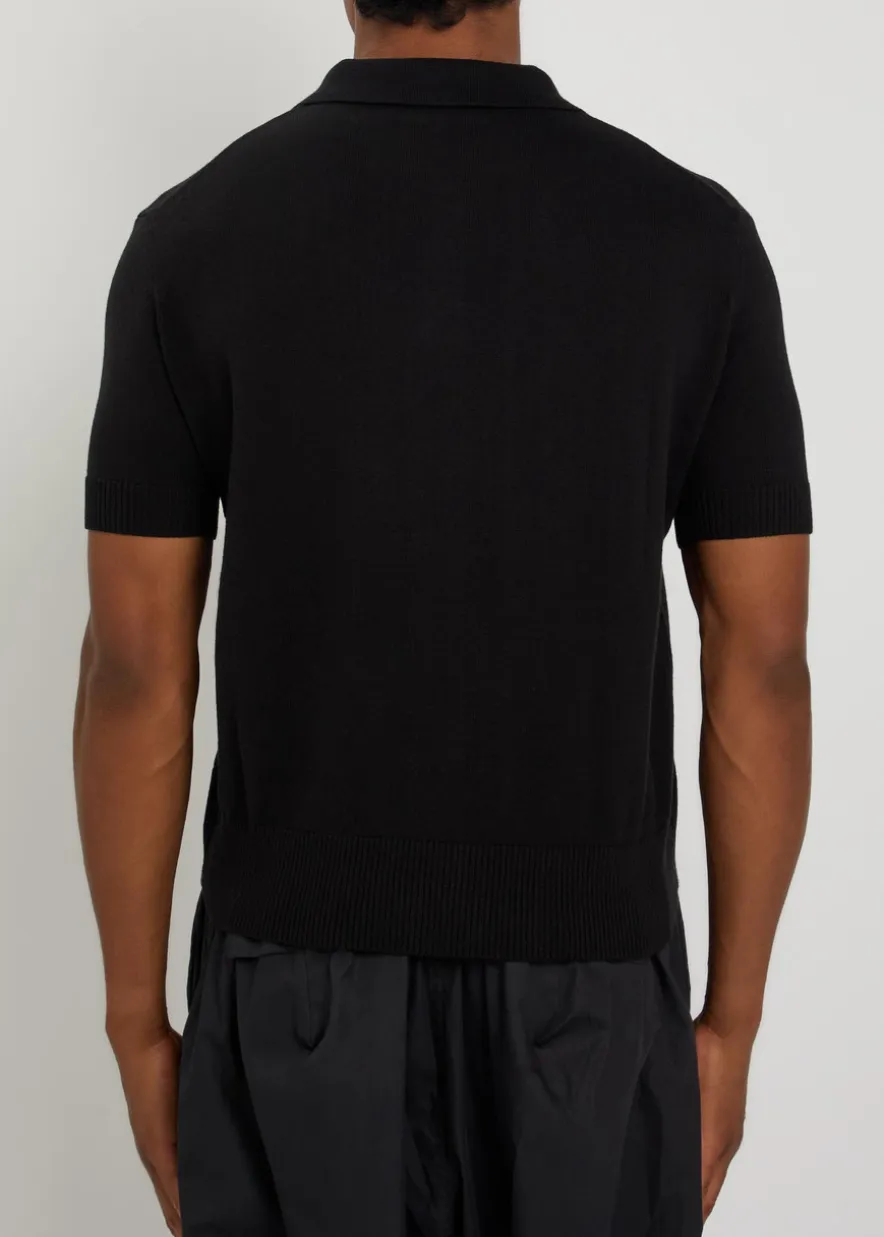 Logo-embroidered wool and cashmere-blend polo shirt