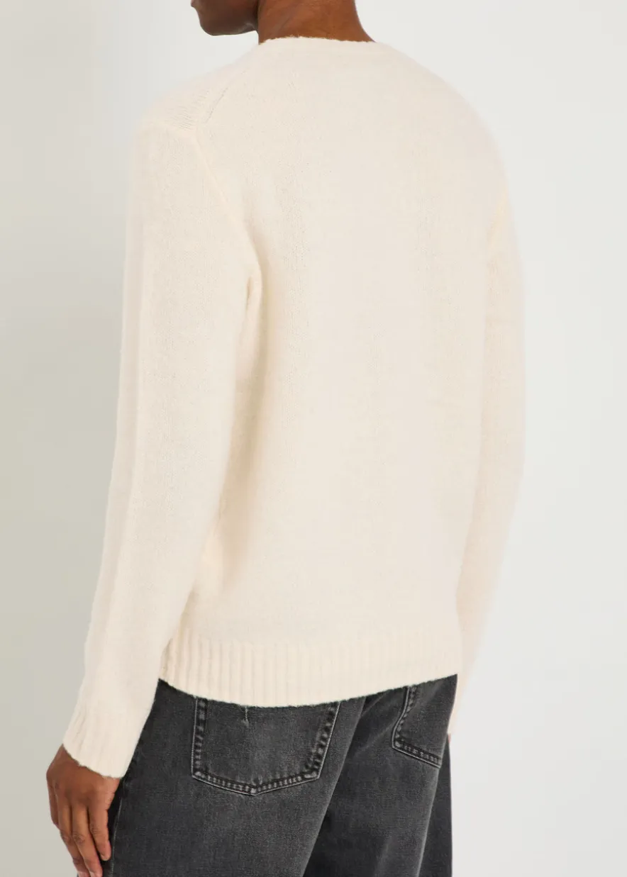 Logo-embroidered wool-blend jumper