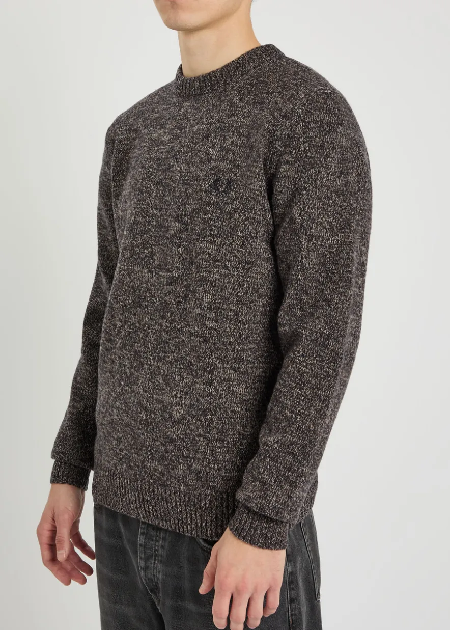 Logo-embroidered wool-blend jumper