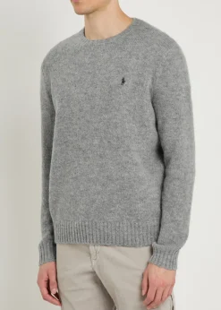 Logo-embroidered wool-blend jumper