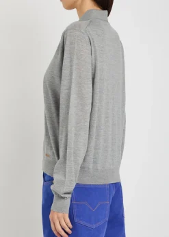 Logo-embroidered wool cardigan