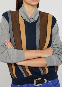 Logo-embroidered wool cardigan