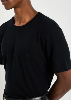 Logo-embroidered wool T-shirt