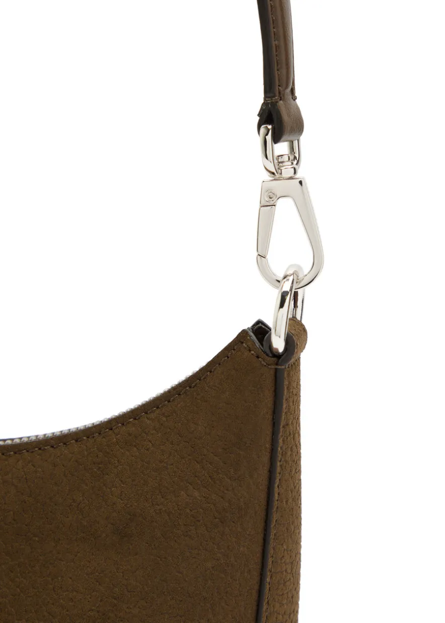 Logo faux nubuck shoulder bag