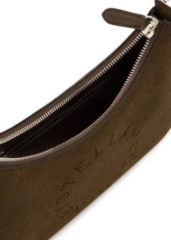 Logo faux nubuck shoulder bag