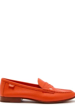 Logo grained leather loafers