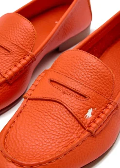 Logo grained leather loafers