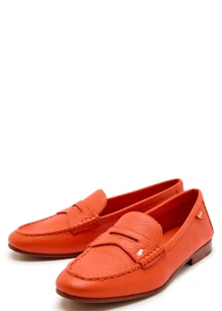Logo grained leather loafers