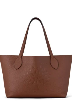 Logo grained leather tote bag