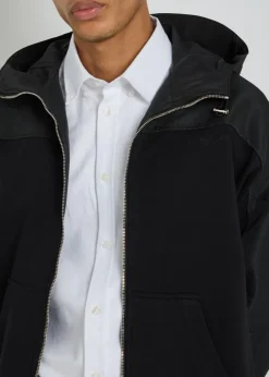Logo hooded cotton and shell windbreaker jacket