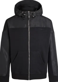 Logo hooded cotton and shell windbreaker jacket