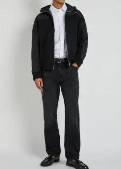 Logo hooded cotton and shell windbreaker jacket