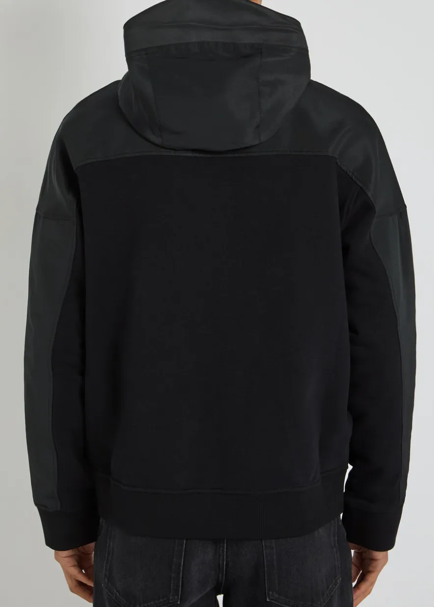Logo hooded cotton and shell windbreaker jacket
