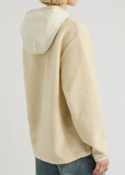 Logo hooded faux fur sweatshirt