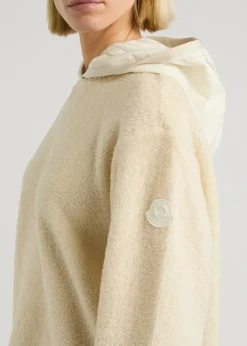Logo hooded faux fur sweatshirt