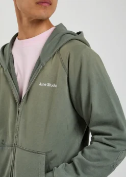 Logo hooded zip-through cotton sweatshirt