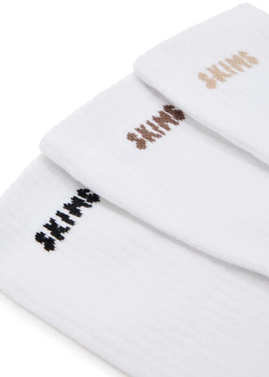 Logo-intarsia cotton-blend socks - set of three
