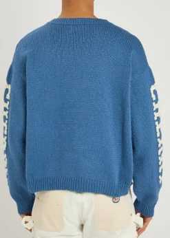 Logo-intarsia cotton-knit jumper