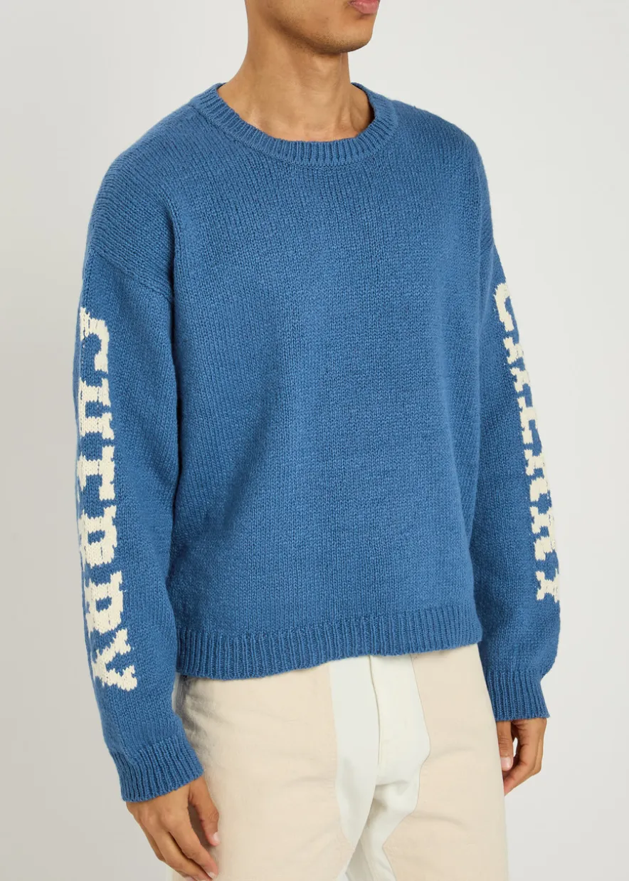 Logo-intarsia cotton-knit jumper