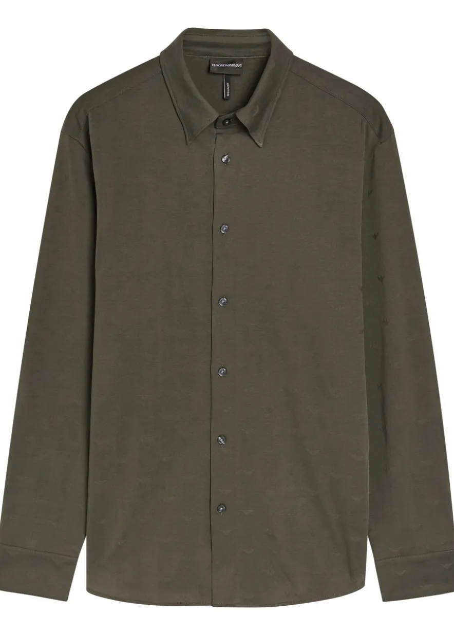 Logo-intarsia cotton shirt