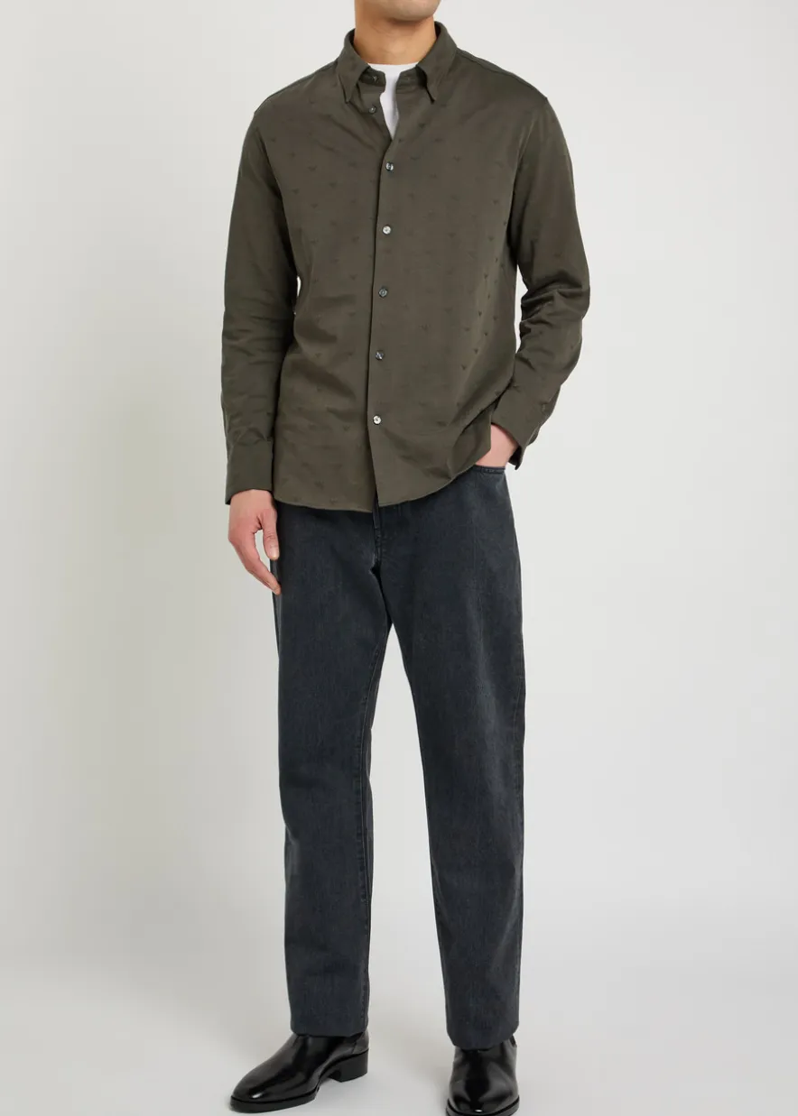 Logo-intarsia cotton shirt