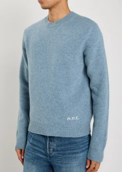 Logo-intarsia mélange-knit jumper