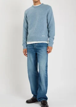 Logo-intarsia mélange-knit jumper